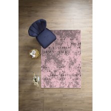 Napoli Home Dijital Baskılı Sade Etnik Model Yıkanabilir Kaymaz Yolluk Mutfak Salon Halısı, Sade-94-Pembe,