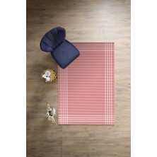 Napoli Home Dijital Sade Çizgili Dikdörtgen Model Yıkanabilir Kaymaz Yolluk Mutfak Salon Halısı, Sade-85-Pembe,