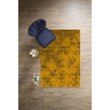Napoli Home Dijital Baskılı Sade Etnik Model Yıkanabilir Kaymaz Yolluk Mutfak Salon Halısı, Sade-94-Sarı,