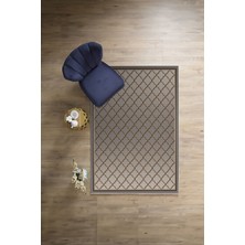 Napoli Home Dijital Sade Çerçeveli Kupa Desen Yıkanabilir Kaymaz Yolluk Mutfak Salon Halısı, Sade-91-Kahve,