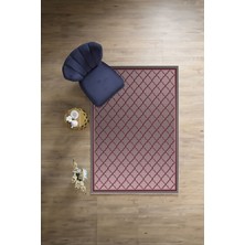 Napoli Home Dijital Sade Çerçeveli Kupa Desen Yıkanabilir Kaymaz Yolluk Mutfak Salon Halısı, Sade-91-Kırmızı,