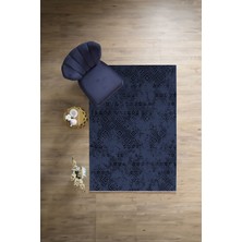 Napoli Home Dijital Baskılı Sade Etnik Model Yıkanabilir Kaymaz Yolluk Mutfak Salon Halısı, Sade-94-Lacivert,