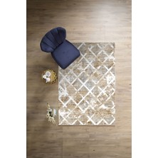 Napoli Home Dijital Baskılı Sade Kilim Desenli Yıkanabilir Kaymaz Yolluk Mutfak Salon Halısı, Sade-54-Krem,
