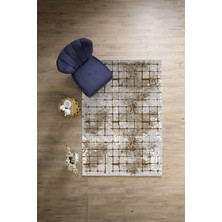 Napoli Home Dijital Baskılı Sade Kare Desenli Yıkanabilir Kaymaz Yolluk Mutfak Salon Halısı, Sade-73-Kahve,