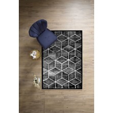 Napoli Home Dijital Baskılı Sade Küp Motifli Yıkanabilir Kaymaz Yolluk Mutfak Salon Halısı, Sade-57-Antrasit,