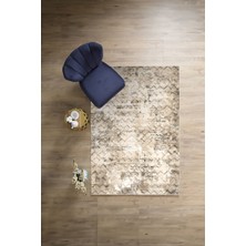 Napoli Home Dijital Baskılı Sade Düğüm Model Yıkanabilir Kaymaz Yolluk Mutfak Salon Halısı, Sade-110-Bej,