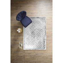 Napoli Home Dijital Sade Çerçeveli Akrilik Model Yıkanabilir Kaymaz Yolluk Mutfak Salon Halısı, Sade-86-Gri,