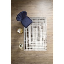 Napoli Home Dijital Baskılı Sade Çizgi Motifli Yıkanabilir Kaymaz Yolluk Mutfak Salon Halısı, Sade-84-Kahve,
