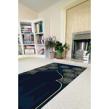 Napoli Home Dijital Baskılı Kaymaz Taban Yıkanabilir Hediyelik Çeyizlik Namazlık Seccade, Seccade-61-Lacivert,