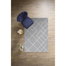 Napoli Home Dijital Sade Çizgili Dekoratif Model Yıkanabilir Kaymaz Yolluk Mutfak Salon Halısı, Sade-105-Gri,