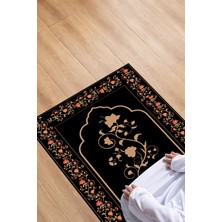 Napoli Home Dijital Baskılı Kaymaz Taban Yıkanabilir Hediyelik Çeyizlik Namazlık Seccade, Seccade-83-Siyah,