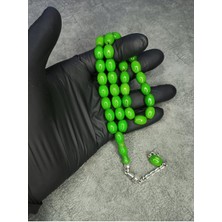 Mos Tesbih Yeşil Üst Düzey Sıkma Kehribar Tesbih