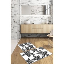 Napoli Home Dijital Baskılı Yıkanabilir Kaymaz Deniz Yıldızı Banyo Paspası Klozet Takımı, Klozet-71-Gri,