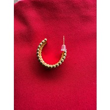 Aytun Şeritli Gold Çelik Küpe