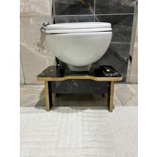 Homdep Tuvalet Wc Taburesi Basamak Klozet Altı Tabure Ayak Destek Taburesi Çocuk Yetişkin Siyah Mermer Desen