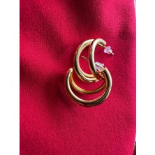 Aytun Çoklu Görünümlü Gold Çelik Halka Küpe