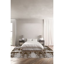 Napoli Home Dijital Baskılı Kaymaz Yıkanabilir Iskandinav Modern Sade Üçlü Yatak Odası, Yo-Iskandinav-47-Kahve,