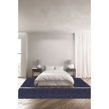 Napoli Home Baskılı Kaymaz Yıkanabilir Sade Karmaşık Çizgili Modern Üçlü Yatak Odası, Yo-Sade-108-Lacivert,
