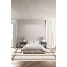 Napoli Home Dijital Baskılı Kaymaz Yıkanabilir Çerçeveli Çizgi Detaylı Üçlü Yatak Odası,Yo-Çerçeveli-67-Kahve,