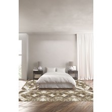 Napoli Home Dijital Kaymaz Yıkanabilir Modern Kare Mermer Desenli Üçlü Yatak Odası, Yo-Modern-136-Bej,