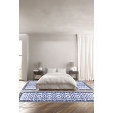 Napoli Home Dijital Baskılı Kaymaz Yıkanabilir Çerçeveli Göbek Detay Üçlü Yatak Odası,Yo-Çerçevelı-107-Lacıvert,