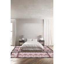 Napoli Home Baskılı Kaymaz Yıkanabilir Çerçeveli Sade Klasik Modern Üçlü Yatak Odası,Yo-Çerçeveli-80-Bordo,
