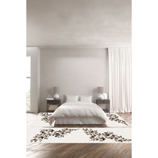 Napoli Home Dijital Baskılı Kaymaz Yıkanabilir Modern Kelebek Desenli Üçlü Yatak Odası, Yo-Modern-147-Kahve,