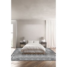 Napoli Home Dijital Baskılı Kaymaz Yıkanabilir Çerçeveli Kupa Desenli Üçlü Yatak Odası,Yo-Çerçevelı-118-Grı,