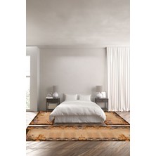 Napoli Home Dijital Kaymaz Yıkanabilir Modern Çiçek Ve Kuşlu Desenli Üçlü Yatak Odası, Yo-Modern-150-Kahve,