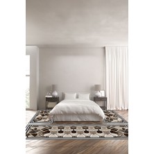 Napoli Home Baskılı Kaymaz Yıkanabilir Çerçeveli Kırık Mermer Desen Üçlü Yatak Odası,Yo-Çerçevelı-124-Kahve,