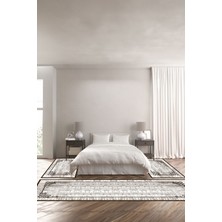 Napoli Home Dijital Baskılı Kaymaz Yıkanabilir Çerçeveli Modern Desen Üçlü Yatak Odası,Yo-Çerçevelı-126-Kahve,