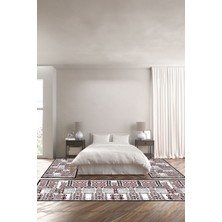 Napoli Home Dijital Baskılı Kaymaz Yıkanabilir Modern Motif Desenli Üçlü Yatak Odası, Yo-Modern-216-Bordo,