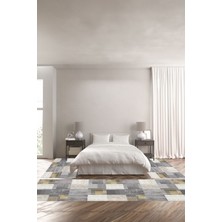 Napoli Home Baskılı Kaymaz Yıkanabilir Patchwork Sade Etnik Modern Üçlü Yatak Odası, Yo-Patchwork-36-Sari,