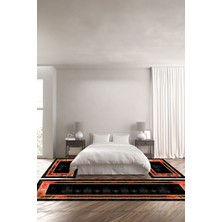 Napoli Home Baskılı Kaymaz Yıkanabilir Çerçeveli Modern Sade Model Üçlü Yatak Odası,Yo-Çerçevelı-130-Kırmızı,