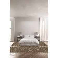 Napoli Home Dijital Kaymaz Yıkanabilir Iskandinav Modern Sade Üçlü Yatak Odası, Yo-Iskandinav-39-Kahve,