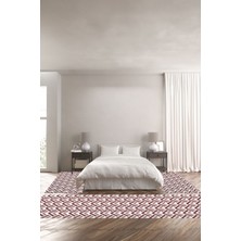 Napoli Home Dijital Baskılı Kaymaz Yıkanabilir Modern Çizgili Üçlü Yatak Odası Takımı, Yo-Modern-130-Bordo,