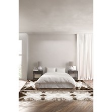 Napoli Home Dijital Kaymaz Yıkanabilir Modern Çapraz Çizgi Desenli Üçlü Yatak Odası, Yo-Modern-166-Kahve,