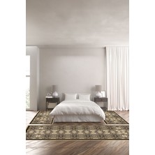 Napoli Home Dijital Baskılı Kaymaz Yıkanabilir Modern Eskitme Desenli Üçlü Yatak Odası, Yo-Modern-198-Kahve,