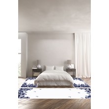 Napoli Home Dijital Baskılı Kaymaz Yıkanabilir Modern Duvar Motifli Üçlü Yatak Odası, Yo-Modern-202-Lacivert,