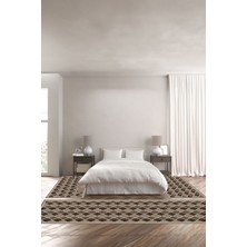 Napoli Home Dijital Kaymaz Yıkanabilir Modern Çerçeveli Kupa Desenli Üçlü Yatak Odası, Yo-Modern-169-Kahve,