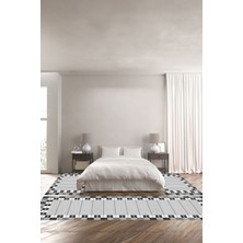 Napoli Home Dijital Baskılı Kaymaz Yıkanabilir Modern Çerçeveli Üçlü Yatak Odası Takımı, Yo-Modern-200-Gri,