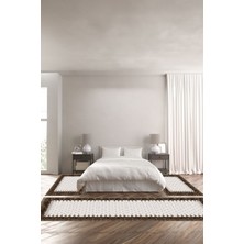 Napoli Home Dijital Baskılı Kaymaz Yıkanabilir Modern Kare Desenli Üçlü Yatak Odası, Yo-Modern-204-Kahve,