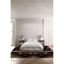 Napoli Home Dijital Baskılı Kaymaz Yıkanabilir Mermer Desenli Modern Üçlü Yatak Odası, Yo-Mermer-55-Kahve,