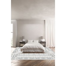 Napoli Home Dijital Baskılı Kaymaz Yıkanabilir Dikdörtgen Geçişli Modern Üçlü Yatak Odası, Yo-Sade-84-Gri,