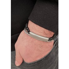 Gns Aksesuar Çelik ve Boncuk Detaylı 2li Kordon Erkek Bileklik 23 cm