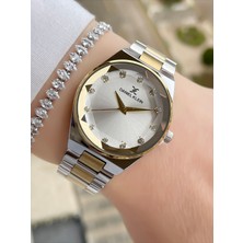 Daniel Klein Kristal Camlı Gold Gümüş Kadın Kol Saati ve Bileklik