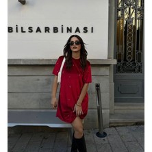 Kadın Taş Işlemeli Kısa Kollu Kadife Elbise