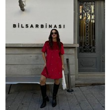 Kadın Taş Işlemeli Kısa Kollu Kadife Elbise