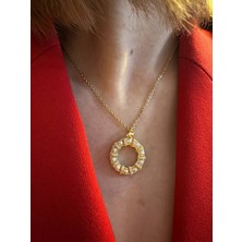 Inci Detaylı Simit Gold Çelik Kolye