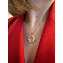 Inci Detaylı Simit Gold Çelik Kolye